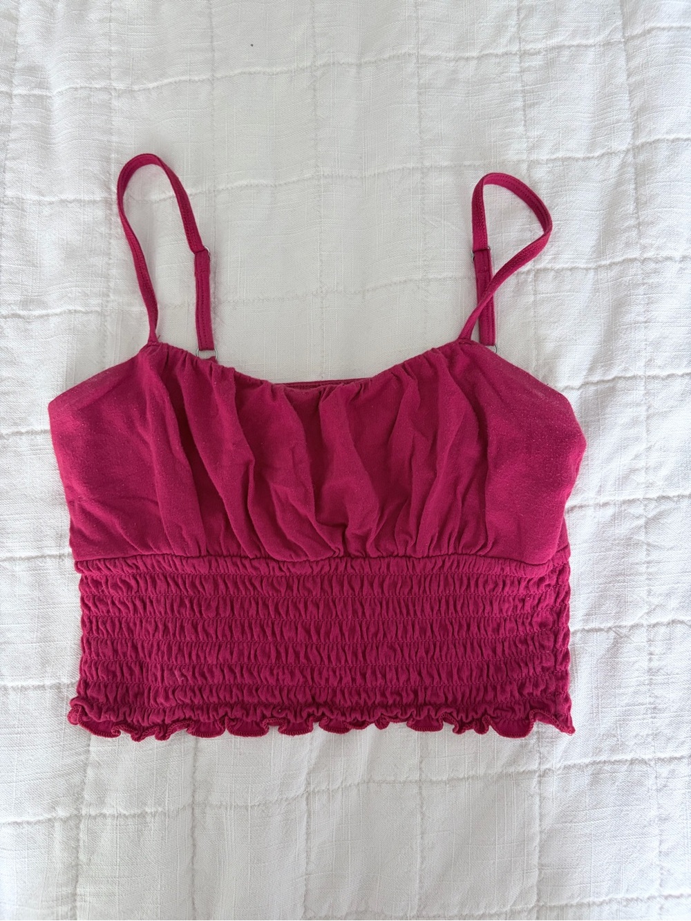 Hollister Fuchsia Smocked Cropped Cami